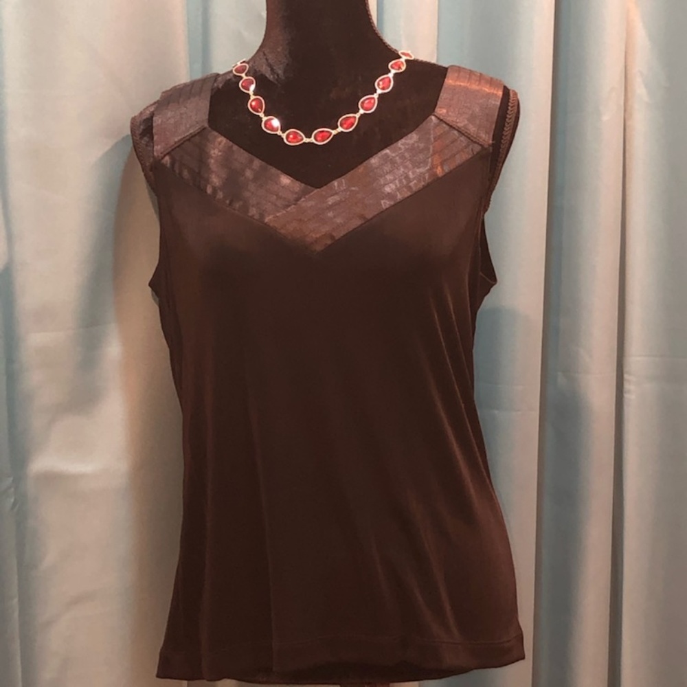 Chico's Travelers Black Tank Top Satin Trim